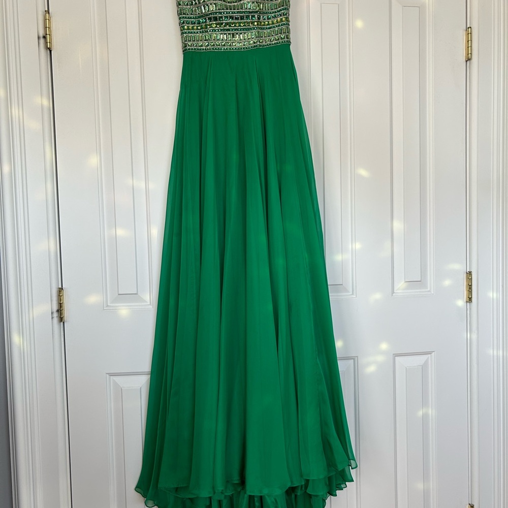 Sherri Hill Strapless Green Gown